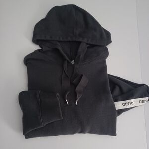 Aerie Cropped Gray Hoodie W/Logo Sides SZ L/XL